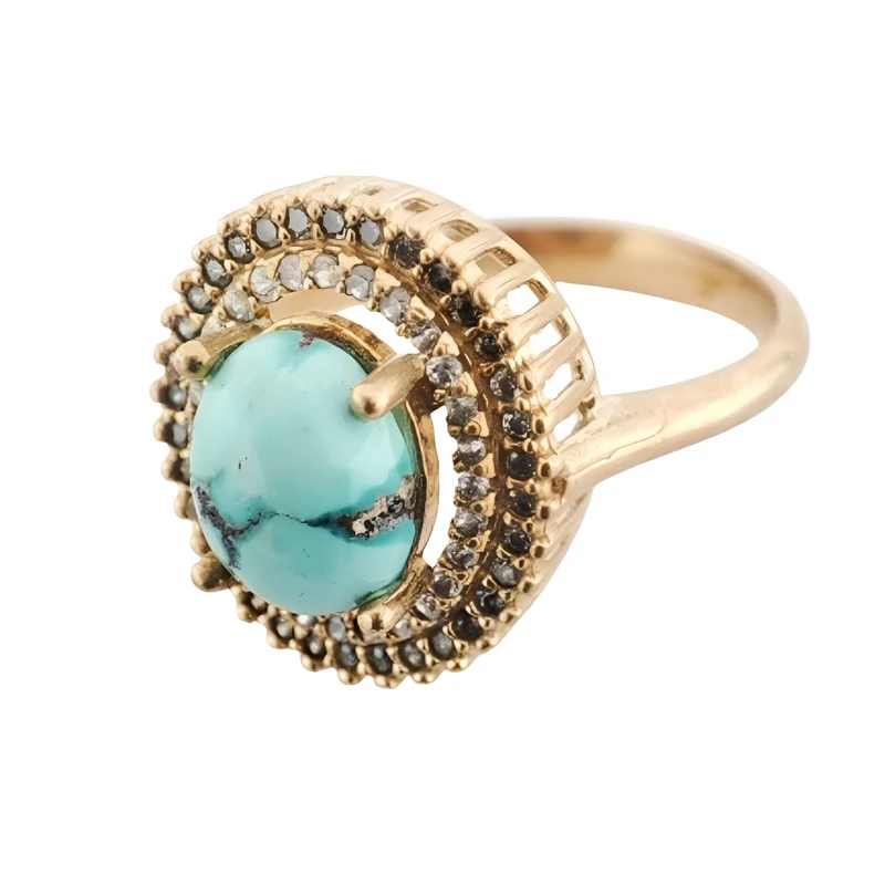 انگشتر زنانه مدل طلا روس فیروزه نیشابور q054