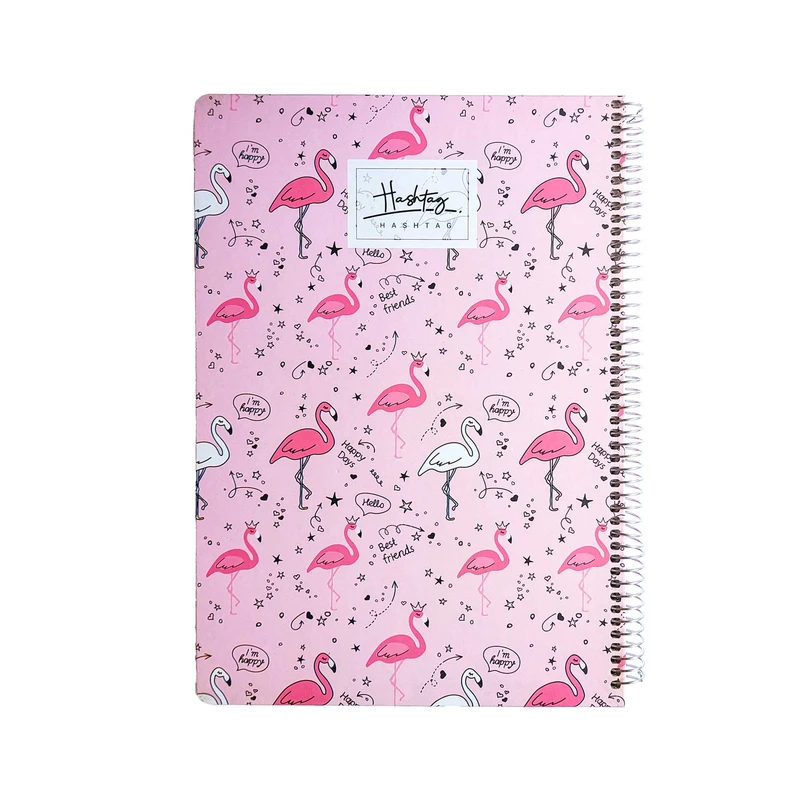 دفتر مشق 100 برگ هشتگ مدل سیمی طرح فلامینگو