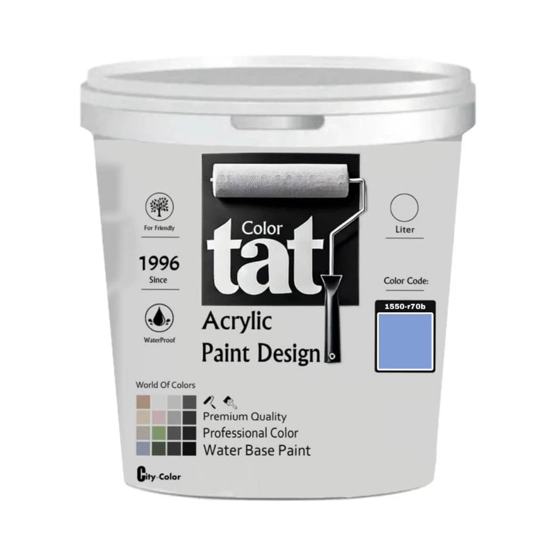 رنگ آبی آسمانی نیمه مات اکرولیک تات کد 1550-r70b حجم 1لیتر