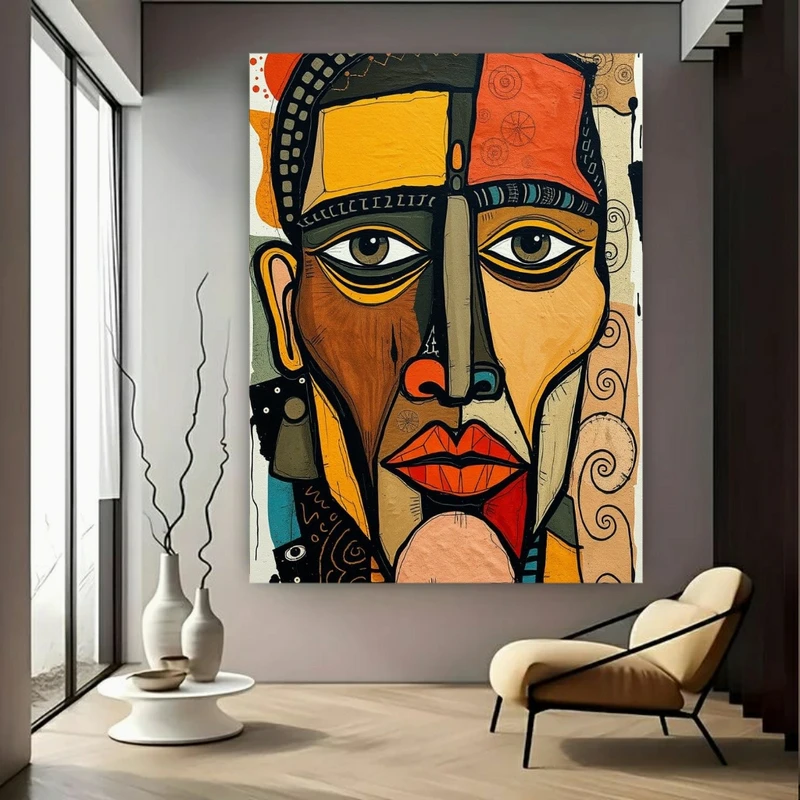 پوستر پارچه ای طرح مخمل کوبیسم مدل نوین کد FP106463