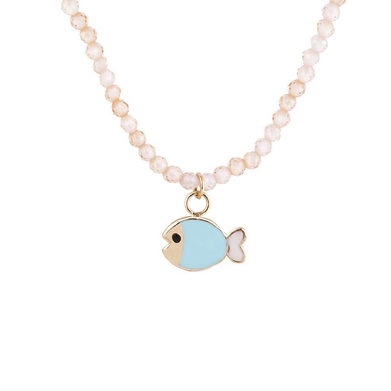 گردنبند طلا 18 عیار دخترانه گالری شیدا مجد مدل ماهی میناکاری سنگی