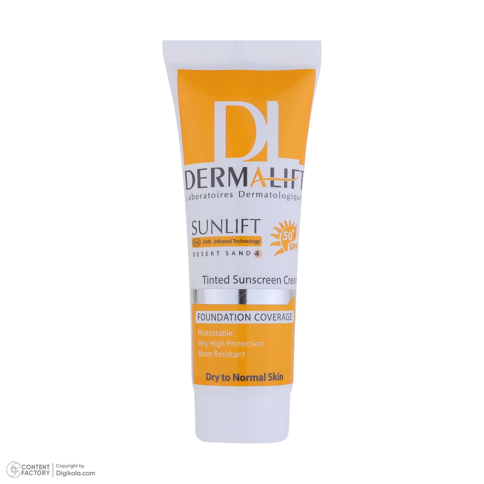 کرم ضد آفتاب رنگی درمالیفت SPF 50 مدل SUNLIFT حاوی ‌محافظ UVA و UVB مناسب پوست‌های خشک و معمولی حجم 40 میلی‌لیتر -  - 2