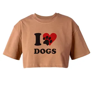 کراپ‌تاپ آستین کوتاه زنانه مدل LOVE DOG  کد L288 K