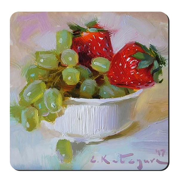  زیر لیوانی طرح انگور و توت فرنگی کد nzl443