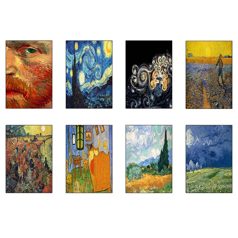 پوستر کارنيکا طرح نقاشی‌های ون‌گوگ Van Gogh Paintings کد 21265 مجموعه 8 عددی
