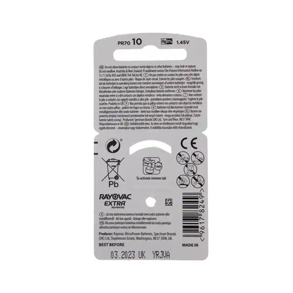 باتری سمعک ریوواک کد 10 بسته 6 عددی