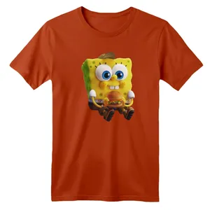 تی شرت آستین کوتاه بچگانه مدل باب اسفنجی کد ۵ رنگ آجری