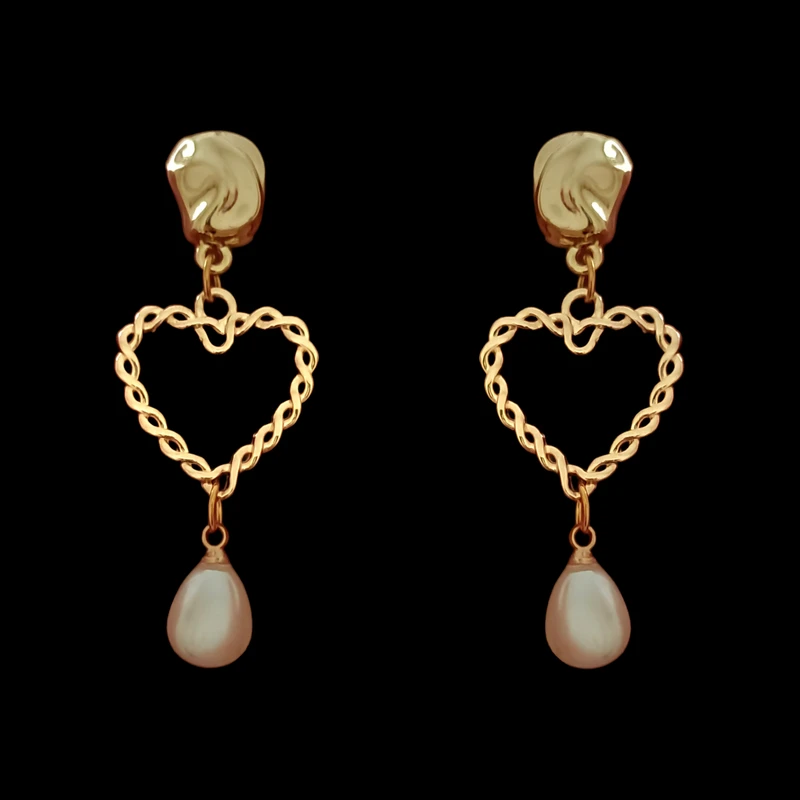 گوشواره زنانه مدل قلب مینیمال مرواریدی کد Art51