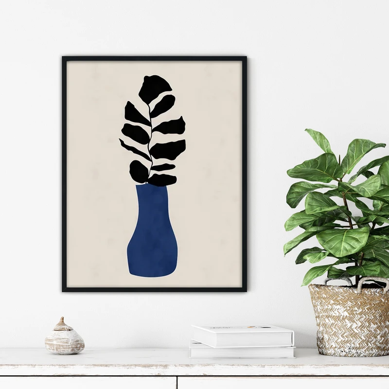 تابلو آتریسا طرح گلدان مدرن مدل ATFF189 فریم مشکی