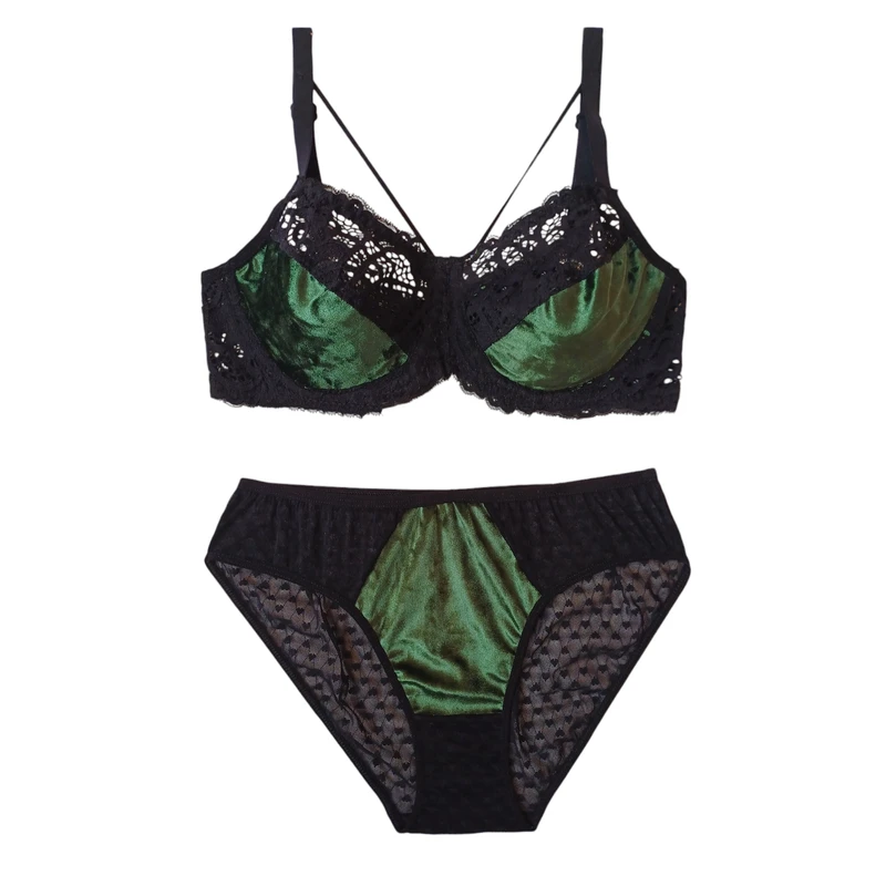 ست شورت و سوتین زنانه مدل مخمل هارنسی فنردار