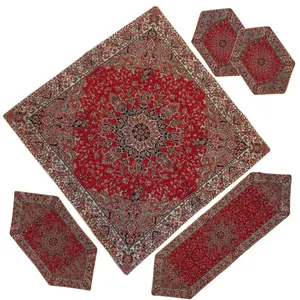 ست 5 تکه رومیزی ترمه کیمیا گوهر مدل گوهر کد KGTER3