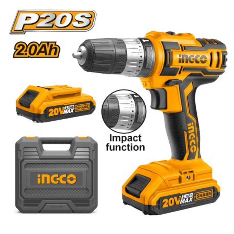 دریل پیچ گوشتی چکشی شارژی اینکو مدل CIDLI200215-20V
