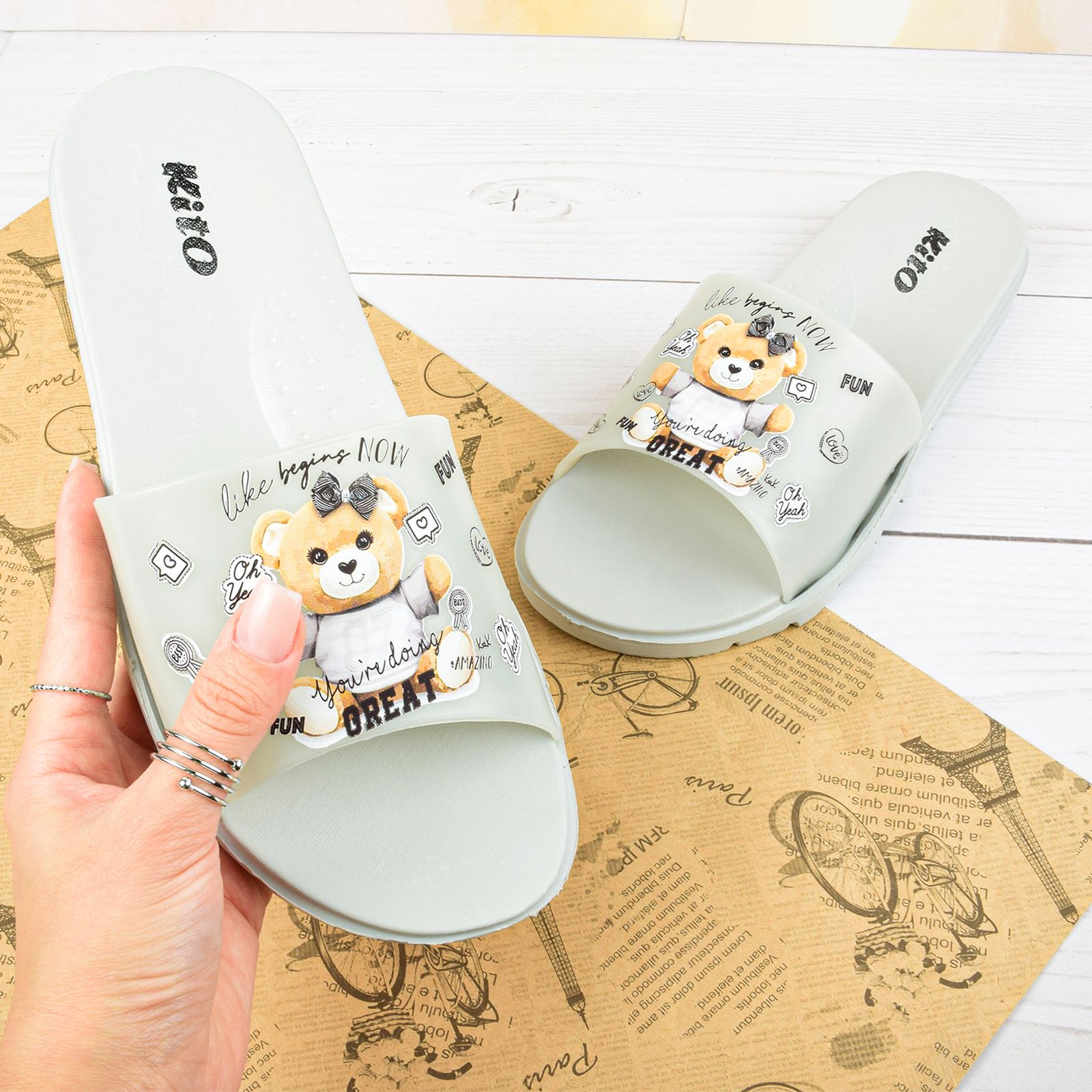 دمپایی زنانه کیتو مدل FUNNY TEDY BEAR GRY.4004 -  - 3