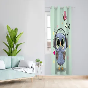 پرده طرح کودک جغد مدل مخمل پانچی کد 1374 z سایز 140x200 سانتی متر
