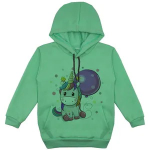 هودی دخترانه مدل تکشاخ بادکنک F27 رنگ سبز
