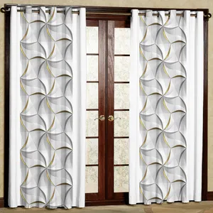 پرده طرح هندسی مدل مخمل پانچی کد 2_4216 W سایز 140x280 سانتی متر