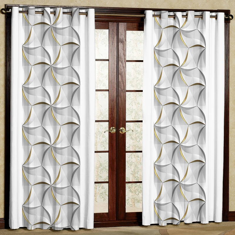 پرده طرح هندسی مدل مخمل پانچی کد 2_4216 W سایز 140x280 سانتی متر