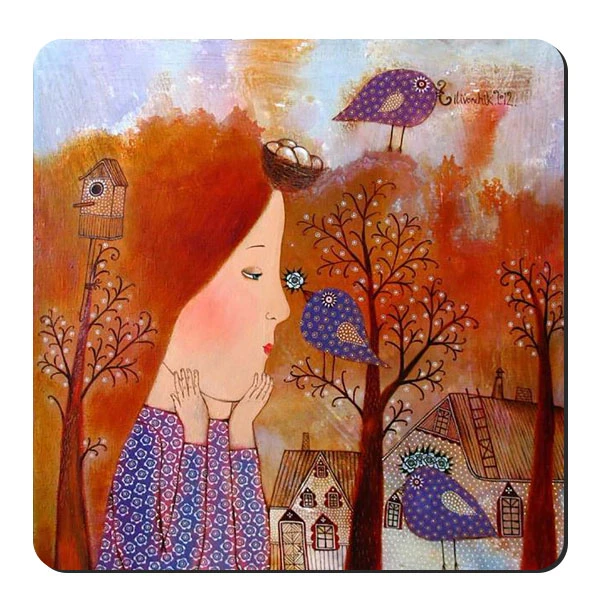  زیر لیوانی طرح دختر و پاییز کد nzl139