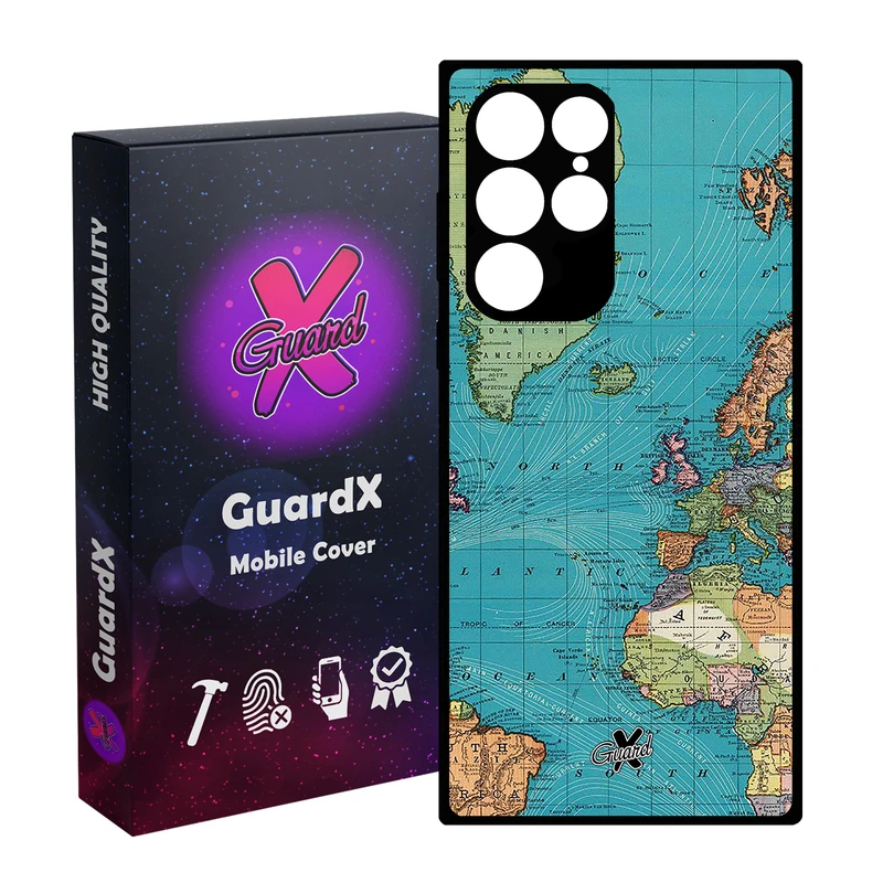 کاور گارد ایکس طرح نقشه مدل Glass10226 مناسب برای گوشی موبایل سامسونگ Galaxy S23 Ultra