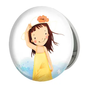 آینه جیبی خندالو طرح دخترونه مدل تاشو کد 6077 