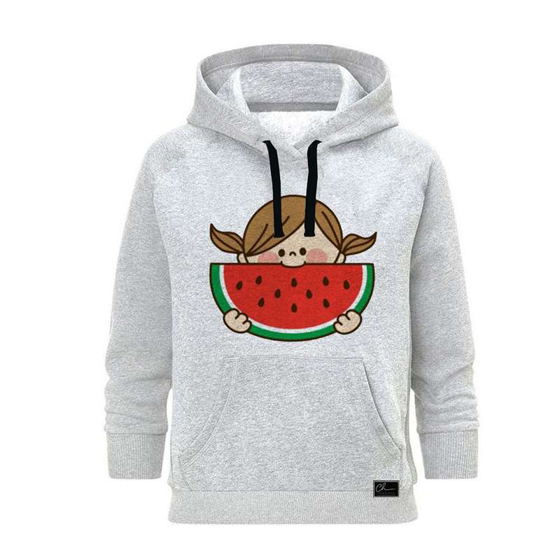 هودی زنانه مدل دختر یلدایی کد B195 رنگ طوسی