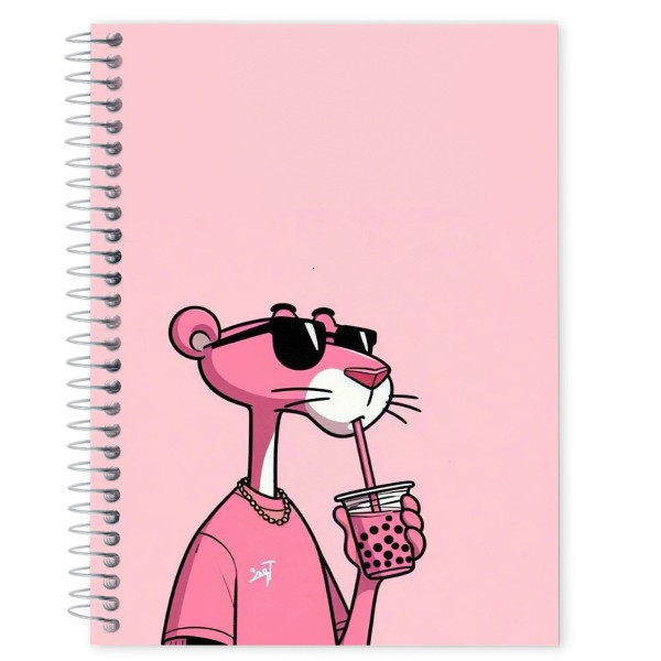 دفتر زبان 100 برگ مدل پلنگ صورتی