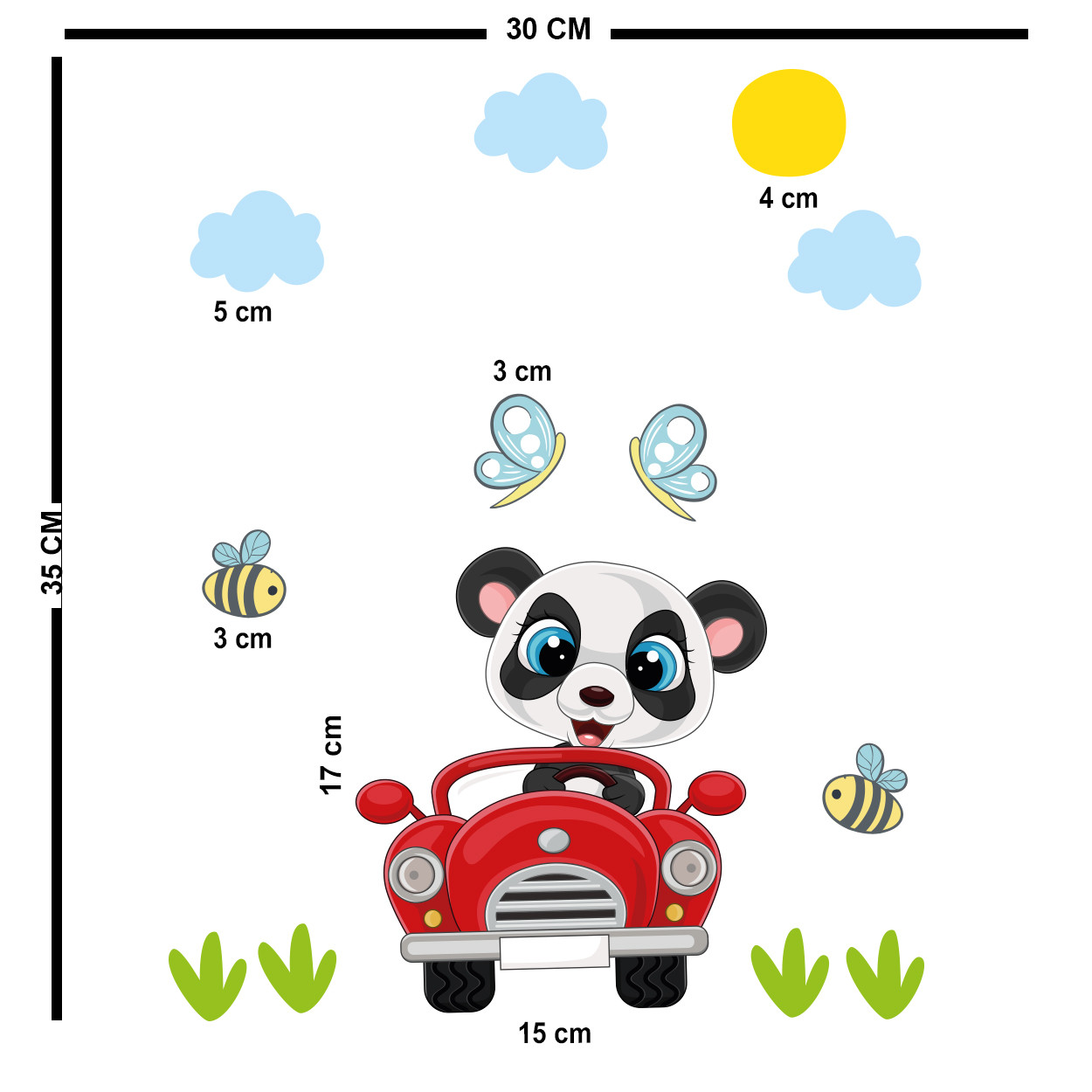 استیکر چوبی کودک باروچین مدل پاندا راننده کد 6006 مجموعه 13 عددی