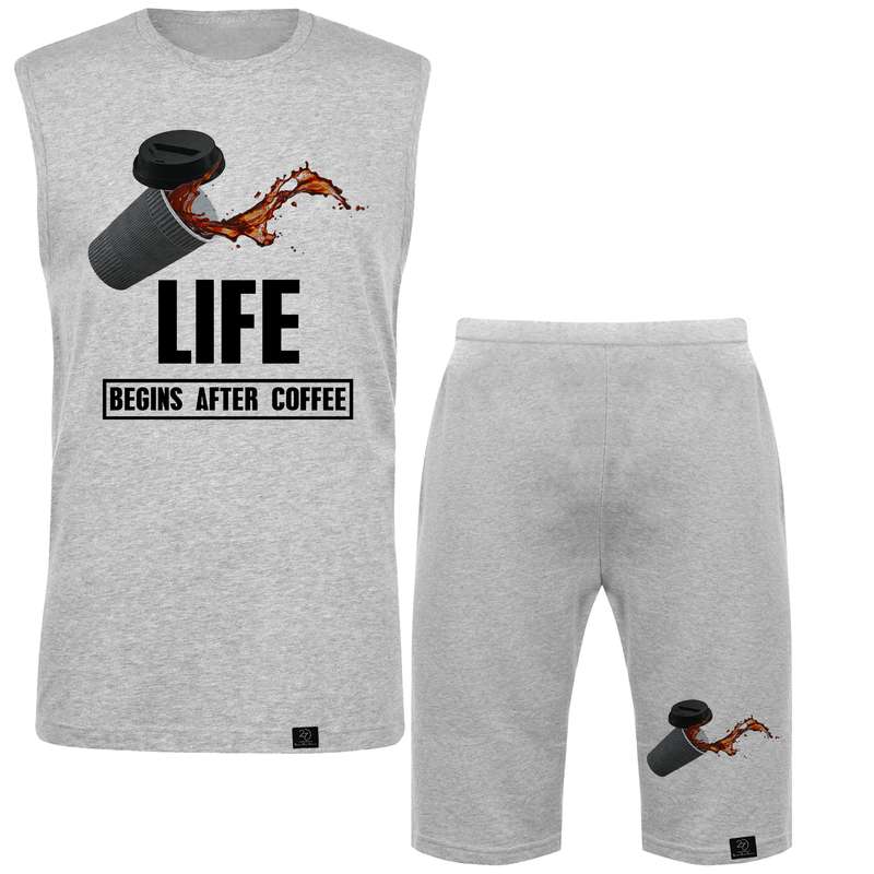 ست تاپ و شلوارک مردانه 27 مدل Life Begins After Coffee کد MH100