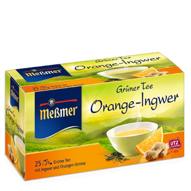 چای سبز پرتقال زنجبیل آلمانی مدل Gruner Tee Orange Ingwer مسمر بسته 25 عددی