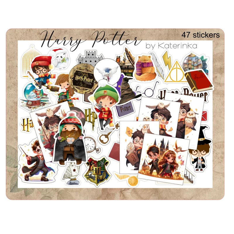 برچسب کاترینکا طرح برش خورده بولت ژورنال و اسکرپ بوک مدل هری پاتر بسته 47 عددی