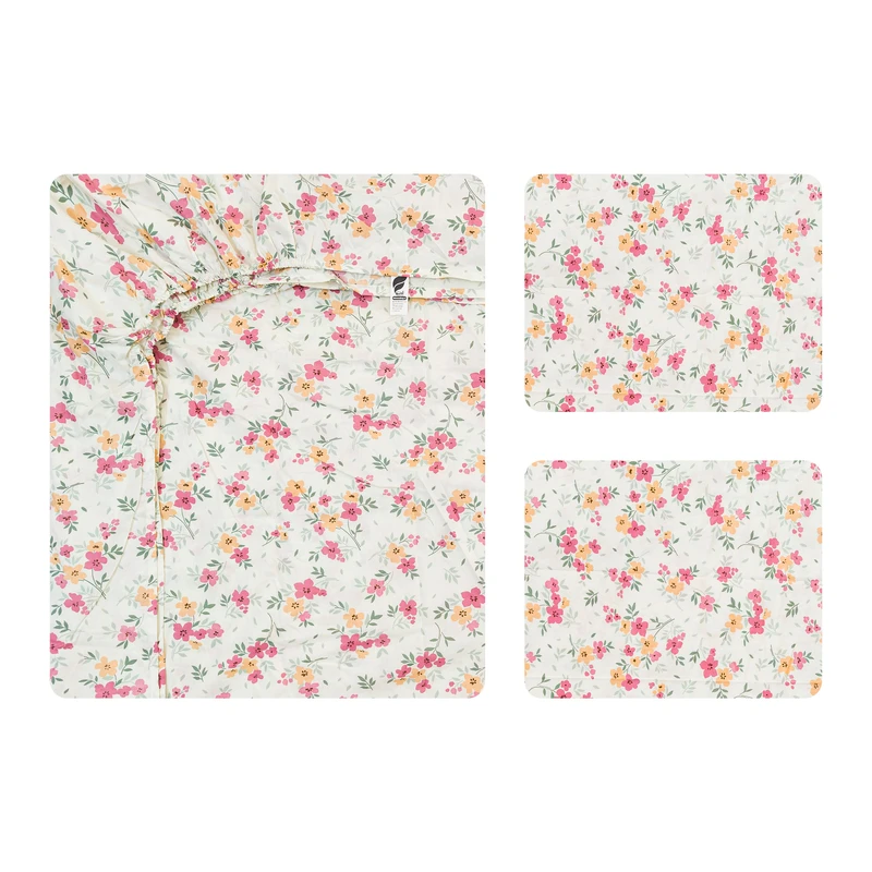 سرویس ملحفه 2 نفره 3 تکه آدنو مدل گلی کد FI39