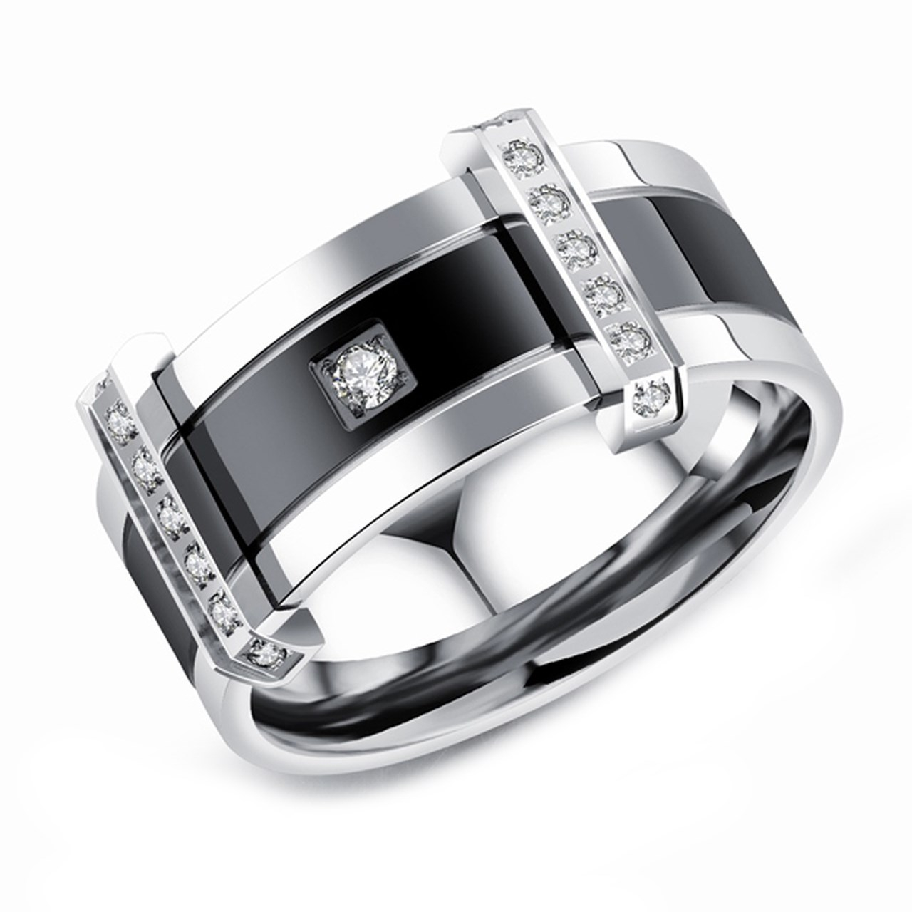 انگشتر مردانه گالری شمرون مدل سه لاین کد RNG323S0