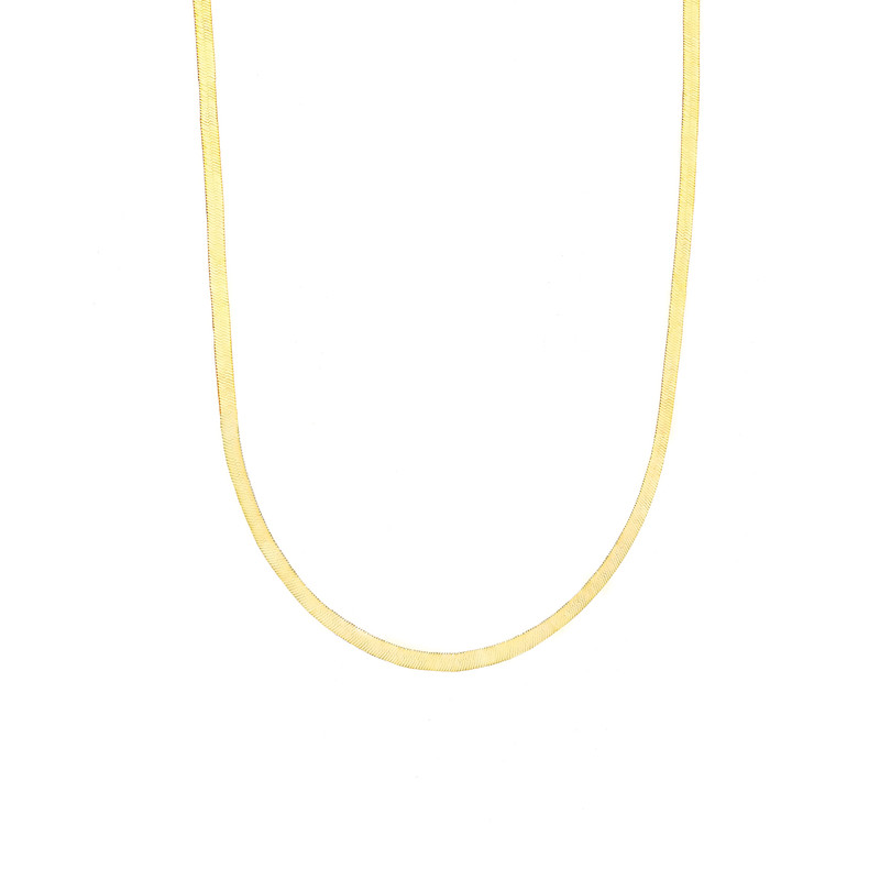 گردنبند طلا با طرح هرینگبون (تیغ ماهی- آینه‌ای) 18 عیار زنانه ماوی گالری مدل آینه ای کد 4