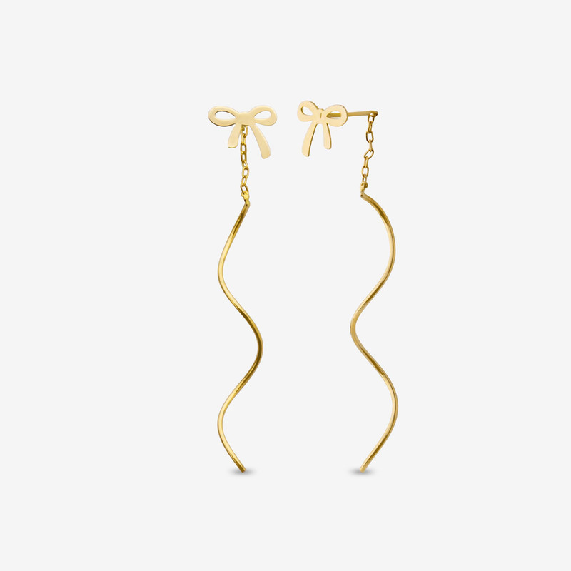 گوشواره بخیه‌ای طلا 18 عیار زنانه مطیع ها مدل 597 پاپیون کرلی