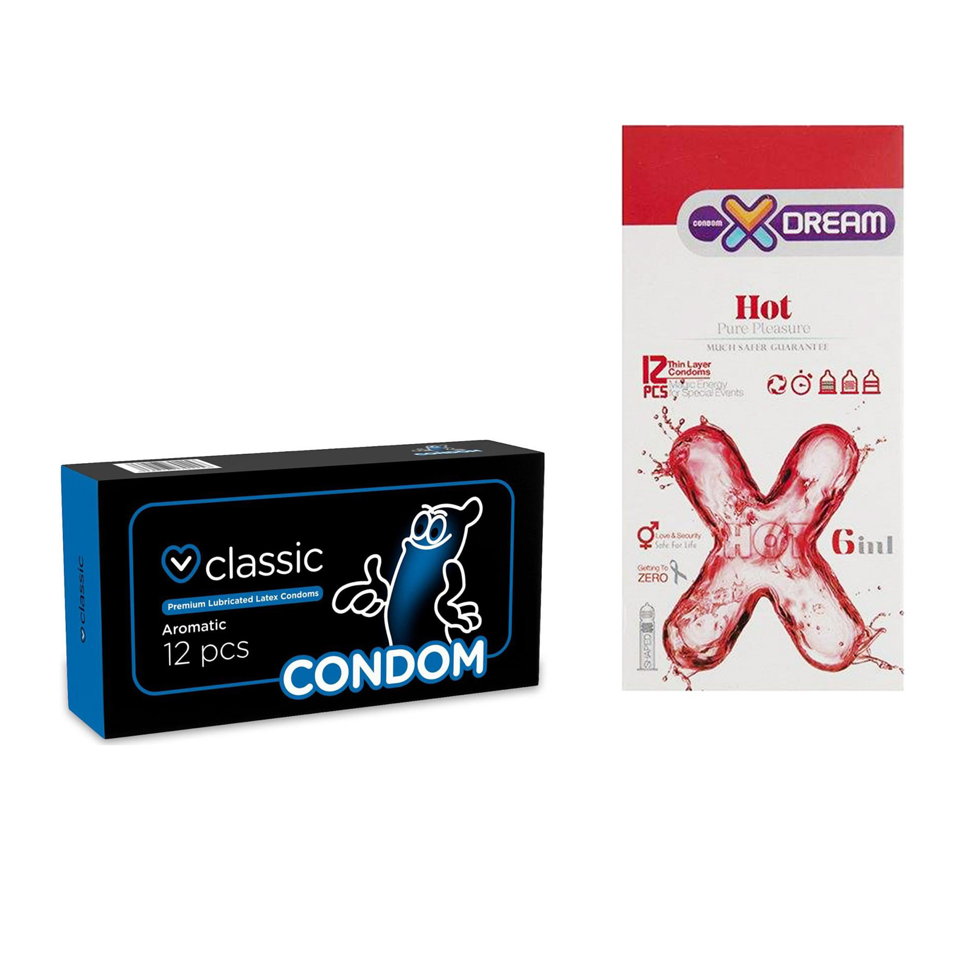 کاندوم ایکس دریم مدل Hot بسته 12 عددی به همراه کاندوم کاندوم مدل Classic بسته 12 عددی