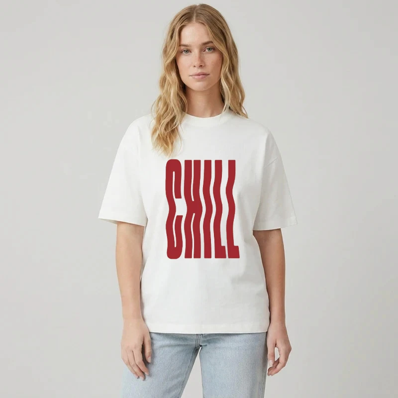 تی شرت آستین کوتاه زنانه پنبه طرح chill
