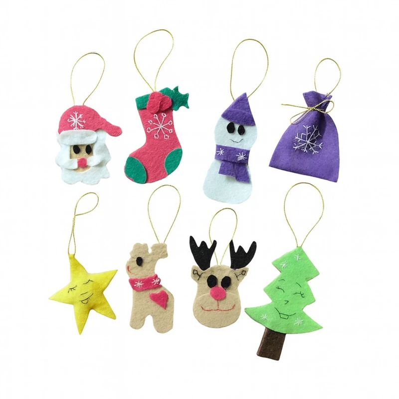 آویز تزیینی مدل درخت کریسمس مجموعه 8 عددی