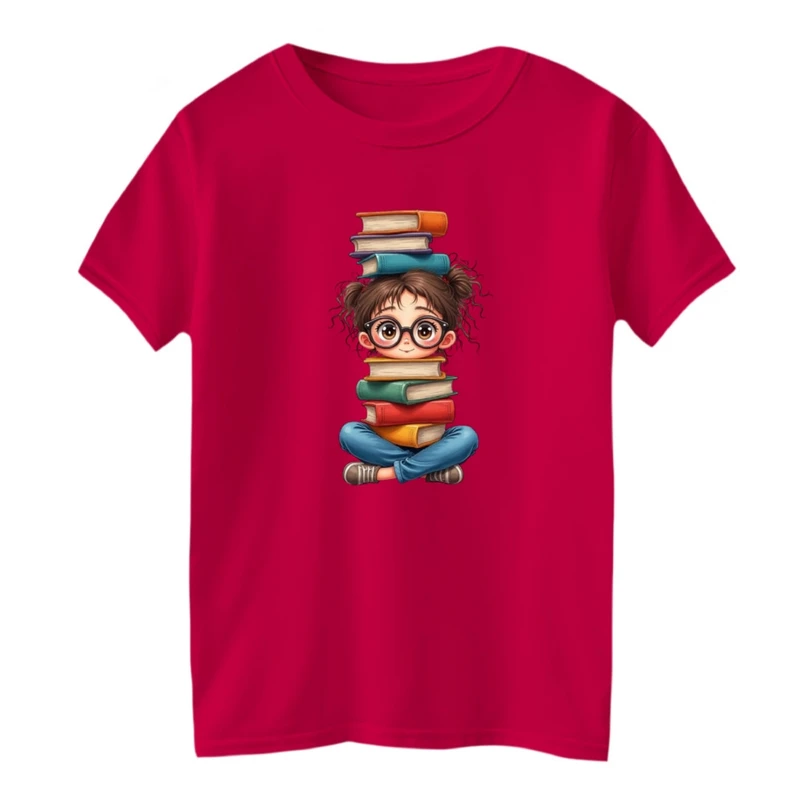 تی شرت آستین کوتاه بچگانه مدل دخترک کتاب