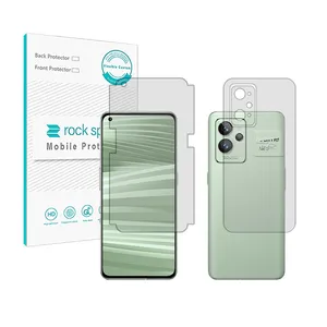 Rockspace HyGEL model clear screen protector suitable for Realme GT2 Pro mobile phone along with the phone back protector
