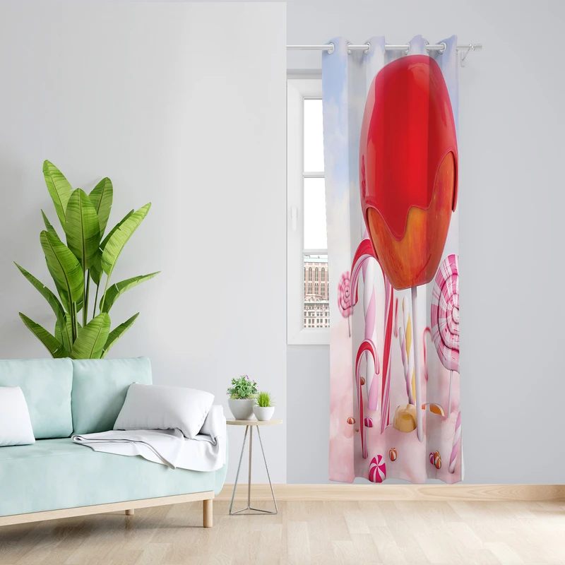 پرده طرح آبنبات مدل مخمل پانچی کد 2324 z سایز 140x200 سانتی متر