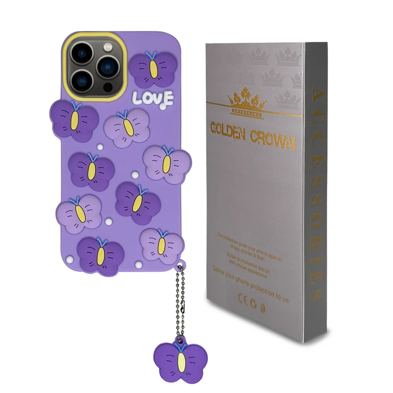 کاور گلدن کرون مدل Insect مناسب برای گوشی موبایل اپل Iphone 12 Pro Max / 13 Pro Max به همراه آویز