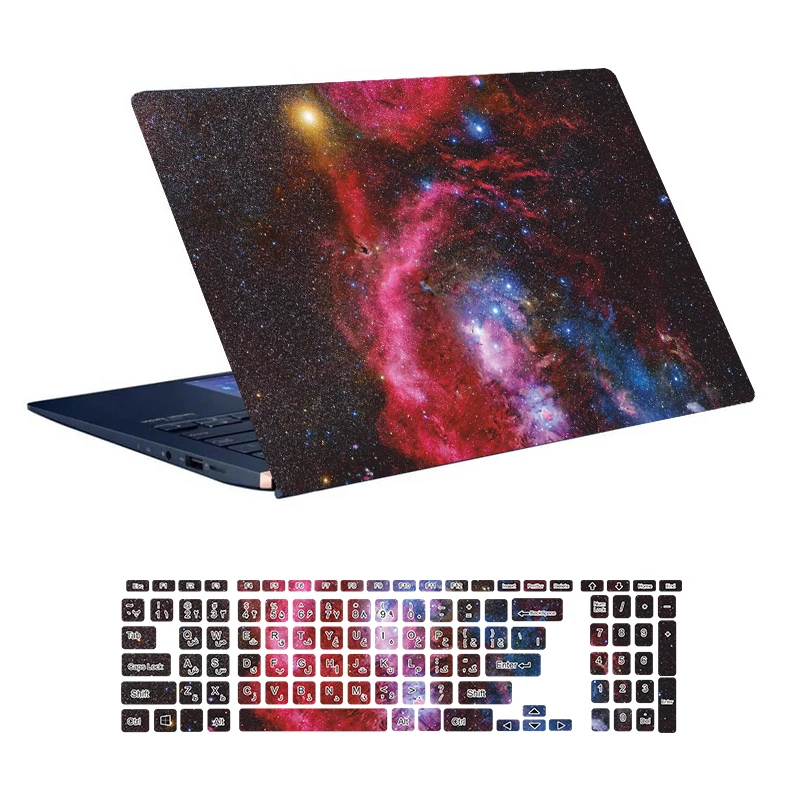 استیکر لپ تاپ توییجین و موییجین طرح Space کد 67 مناسب برای لپ تاپ 15.6 اینچ به همراه برچسب حروف فارسی کیبورد 
