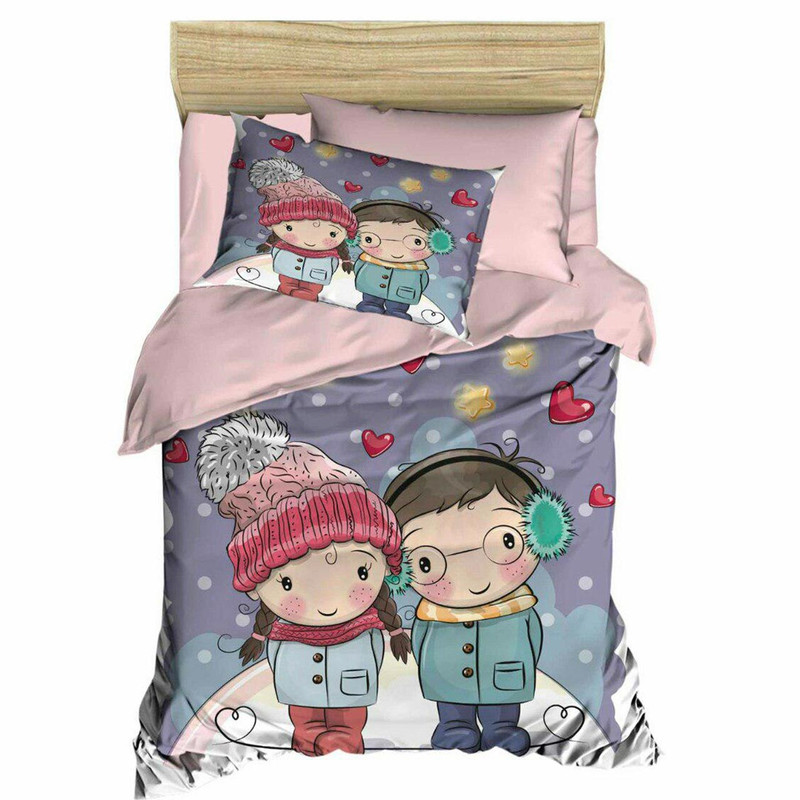 سرویس کاور لحاف ژوان ژوزه سری ساتن نخ طرح Winter یک نفره 4 تکه