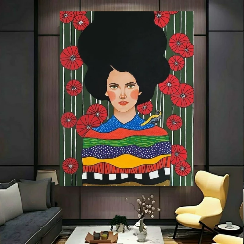 پوستر پارچه ای طرح مخمل نقاشی مدل رقص شقایق کد BK24825