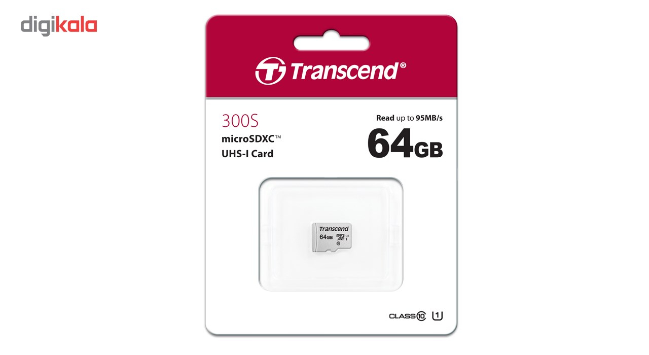 کارت حافظه microSDXC ترنسند مدل 300S  کلاس 10 استاندارد UHS-I U1 سرعت 95MBps  ظرفیت 64 گیگابایت