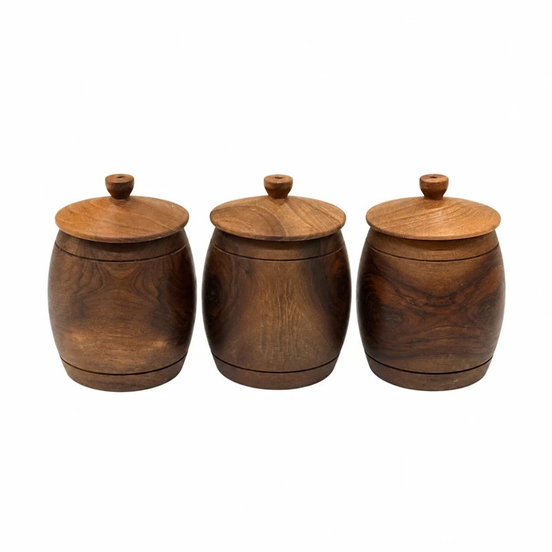 بانکه مدل چوب گردو خمره ای کد L15 بسته 3 عددی 
