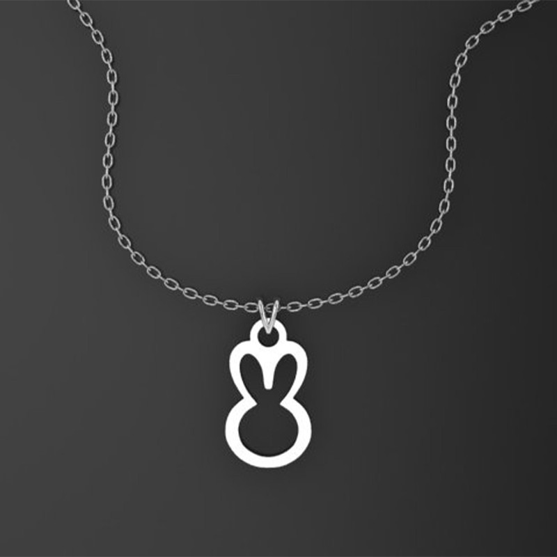 گردنبند نقره زنانه مدل پلاک طرح خرگوش