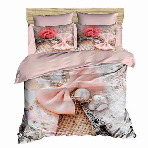 سرویس کاور لحاف ژوان ژوزه سری ساتن نخ طرح مروارید دو نفره 6 تکه