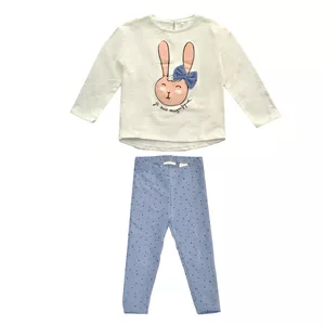 ست تی شرت و شلوار دخترانه لوپیلو مدل خرگوش تو کرکی کد 8983