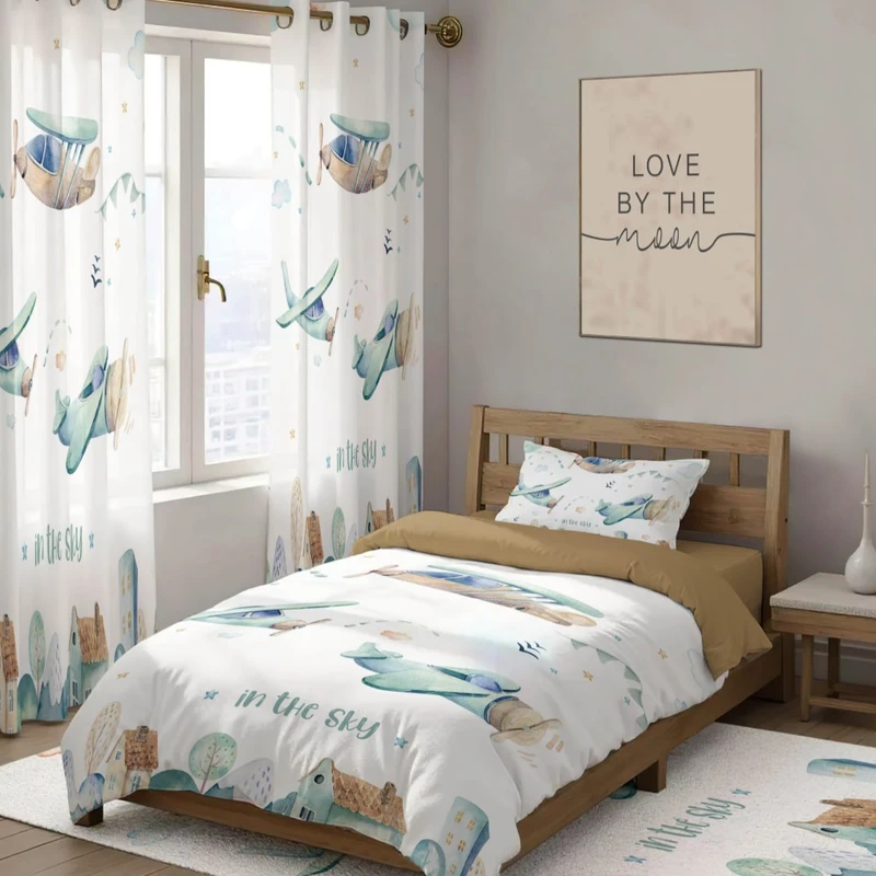 سرویس خواب تک نفره 4 تکه مدل پسرانه هواپیما کد ۱۰۶۵